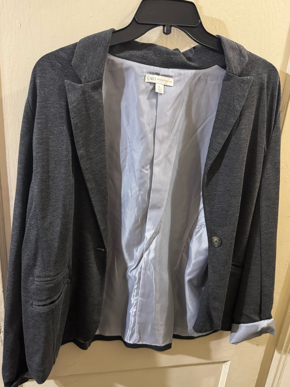 Cato Dark Gray Open-Front Blazer Jacket